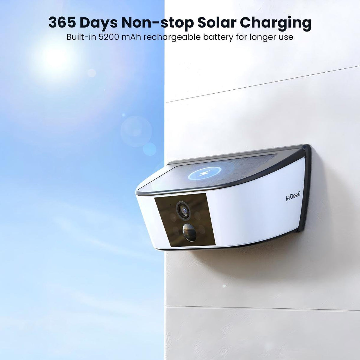 ieGeek 2K Security Camera Wireless Outdoor, Solar Wall Camera, Smart Siren, Spotlights, Color Night Vision, PIR Human Detection, Pan Tilt Control, 2-Way Talk