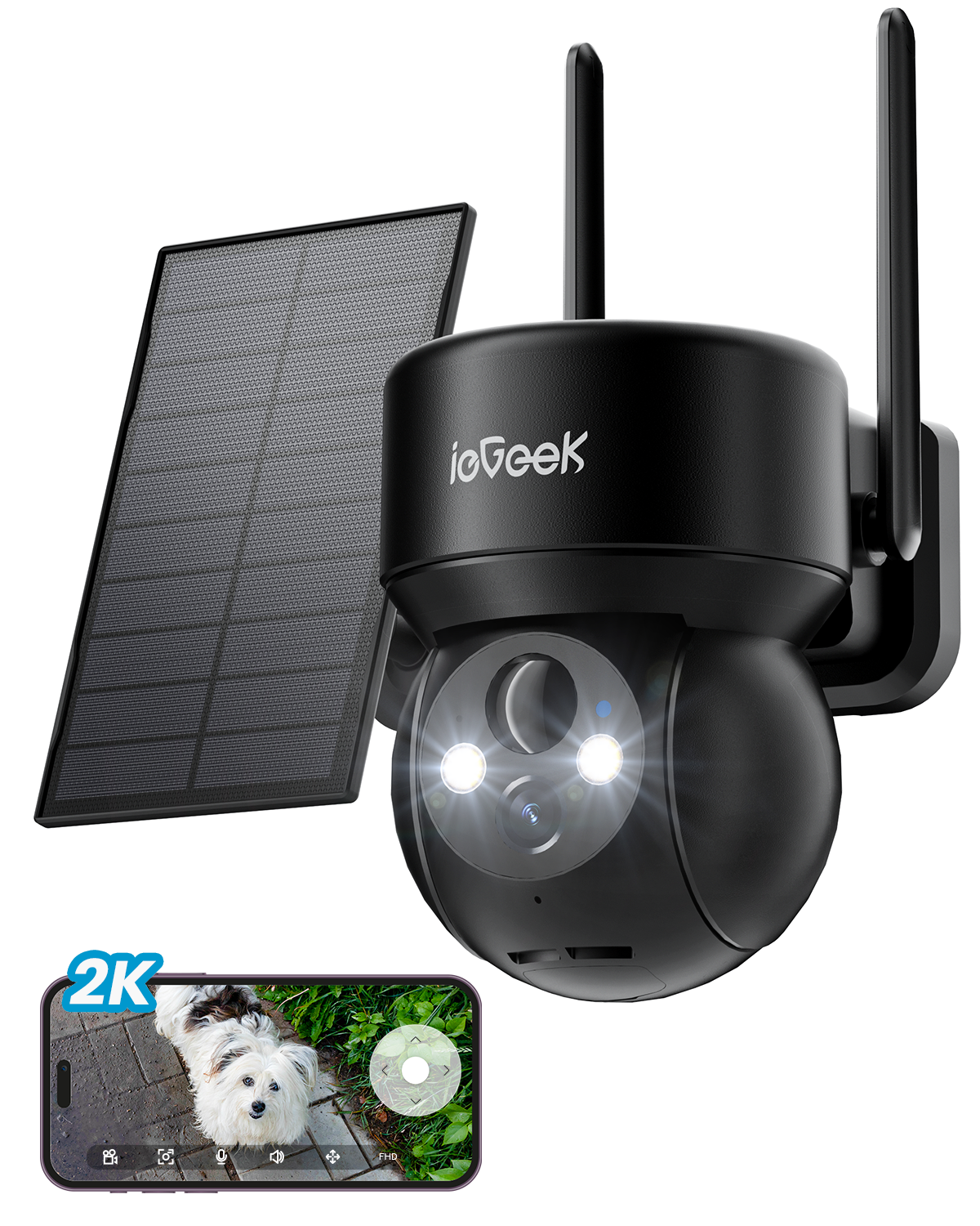 ieGeek 360 PTZ Solar Security Camera Black DQ201