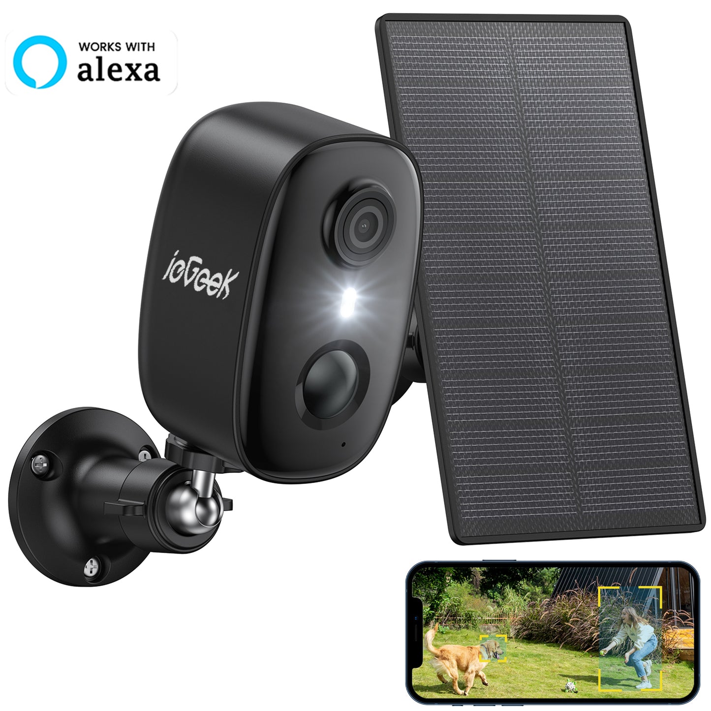 ieGeek Solar Outdoor Security Camera Black F1