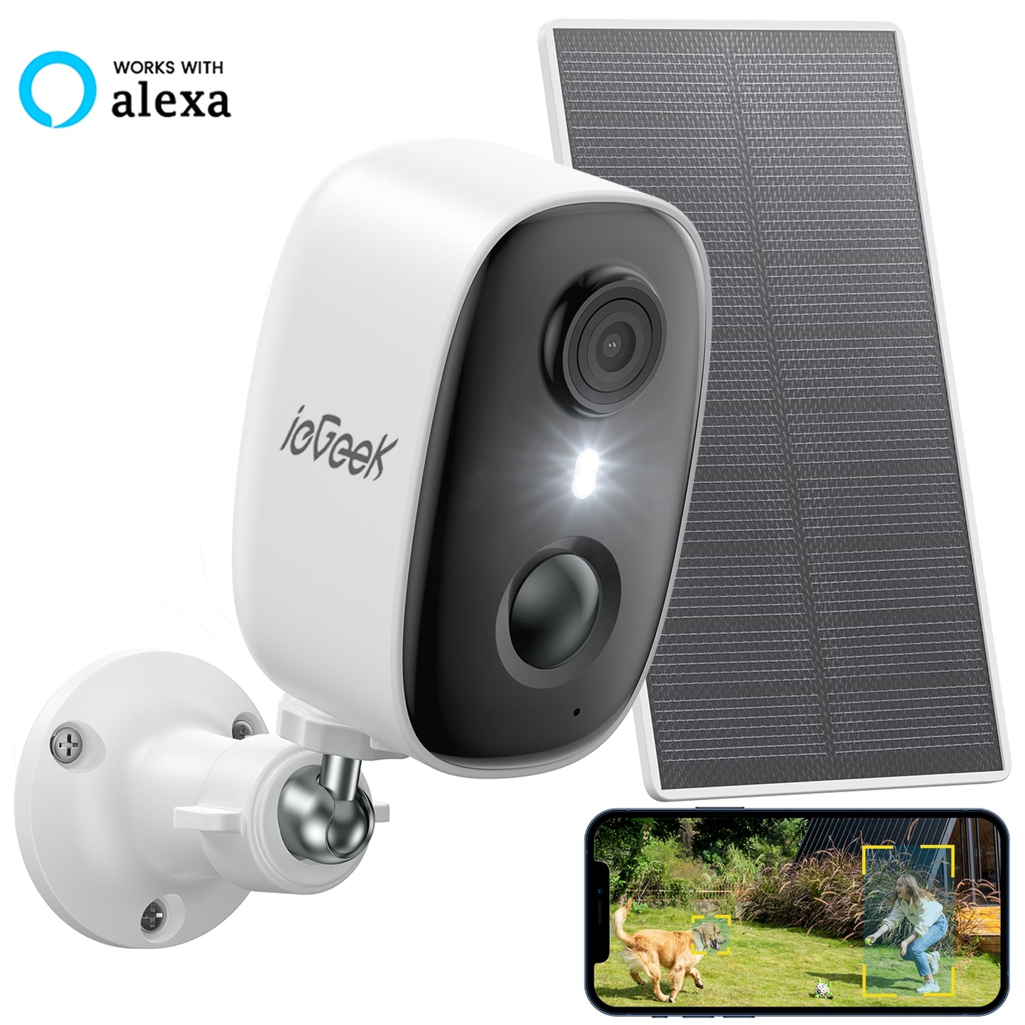 ieGeek Solar Outdoor Security Camera White F1