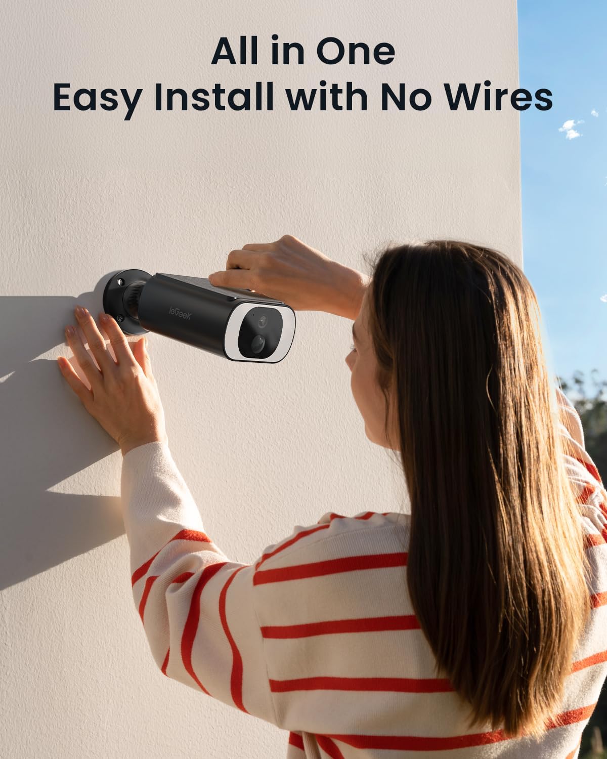 ieGeek Solar Security Cameras Wireless Outdoor, 2K WiFi Surveillance Camera for Home Security with Floodlight, Embedded Solar Panel, Color Night Vision, 2-Way Talk, Waterproof, Works w/Alexa
